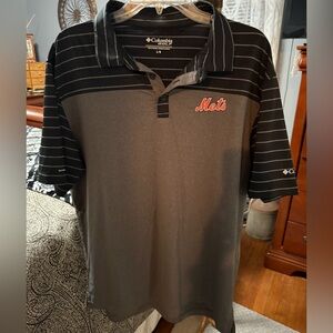 Columbia Golf Men's Black and Gray Polo with Mets Logo Omni-Wick